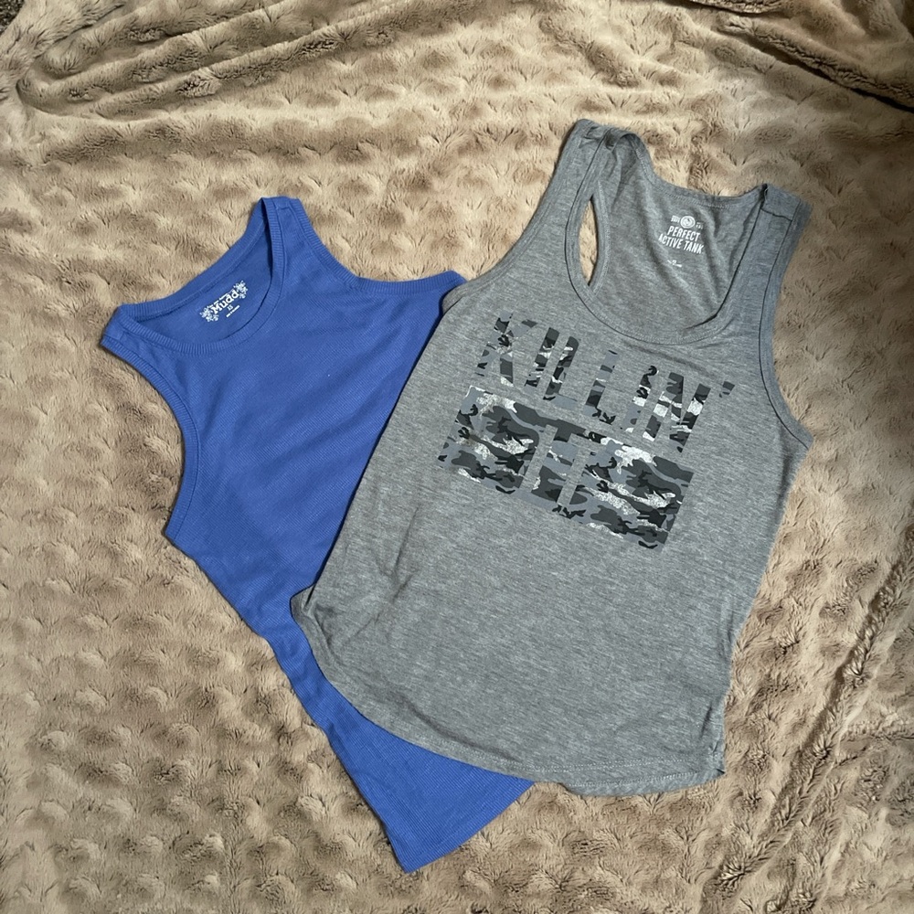2-Pack: Blue and Gray Tank Tops Athletic Style